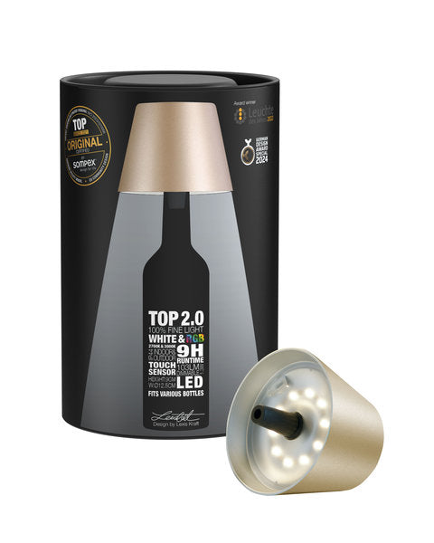 TOP 2.0 - champagner, Akku-Flaschenleuchte