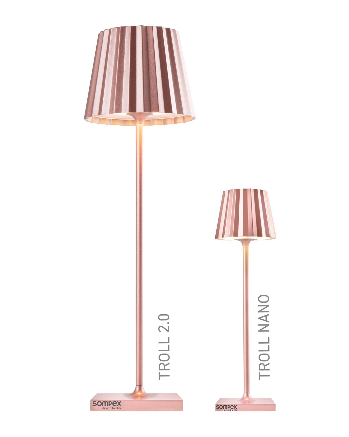 TROLL NANO - roségold, Akku-Tischleuchte