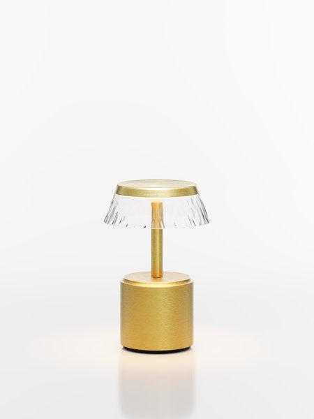 COSMOS SMALL - APOLLO LED-Akku-Tischleuchte Schirm: Transparent, Fuß: gelbgold Metall