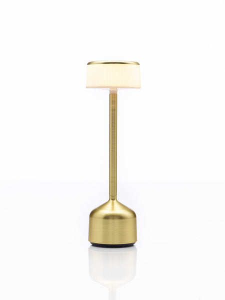 DEMOISELLE TALL - CYLINDER LED-Akku-Tischleuchte Gelbgold/Milchglasoptik + gelbgold