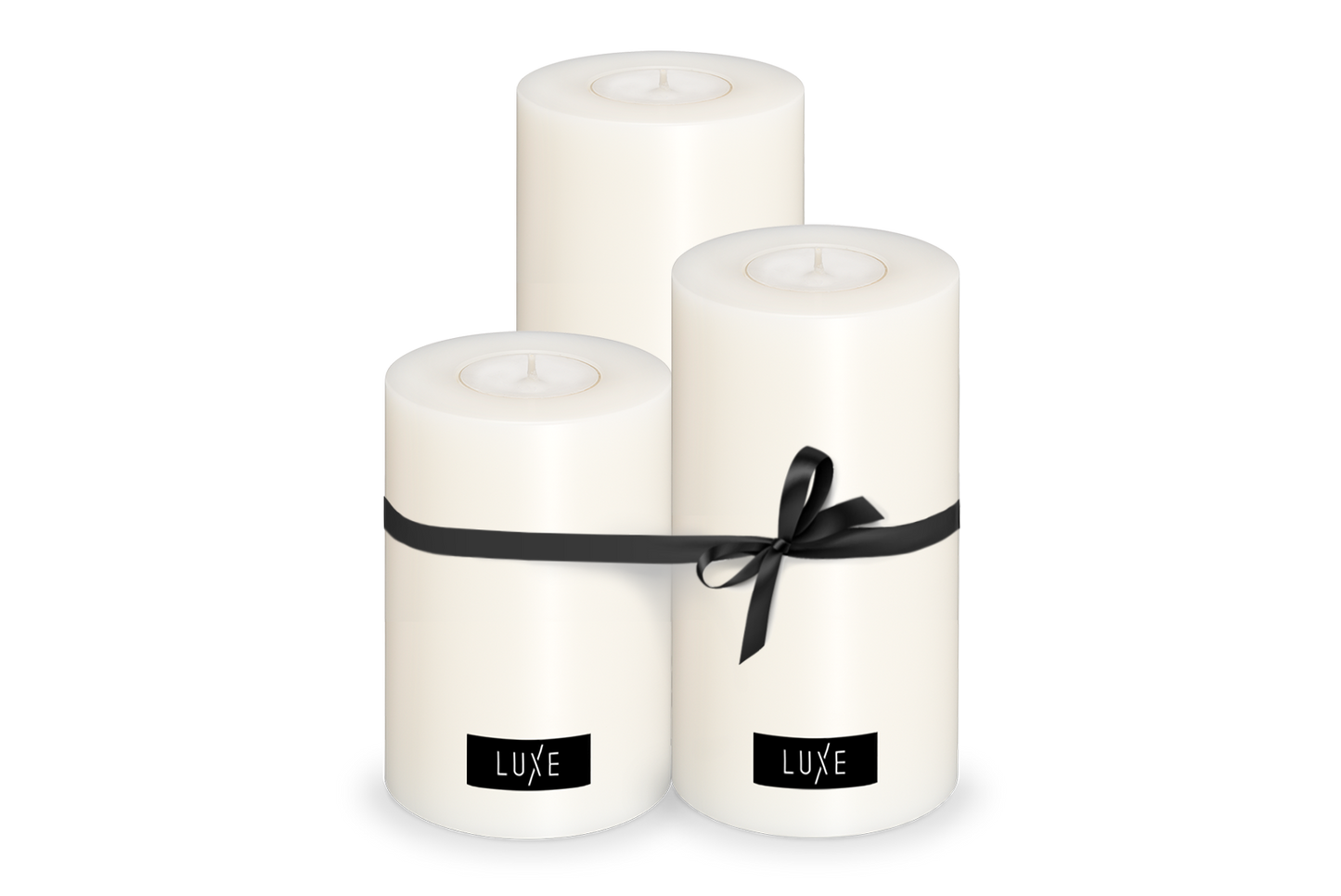 3er-Set LUXE Trend Dauerkerze Ø 8cm (Weiß)