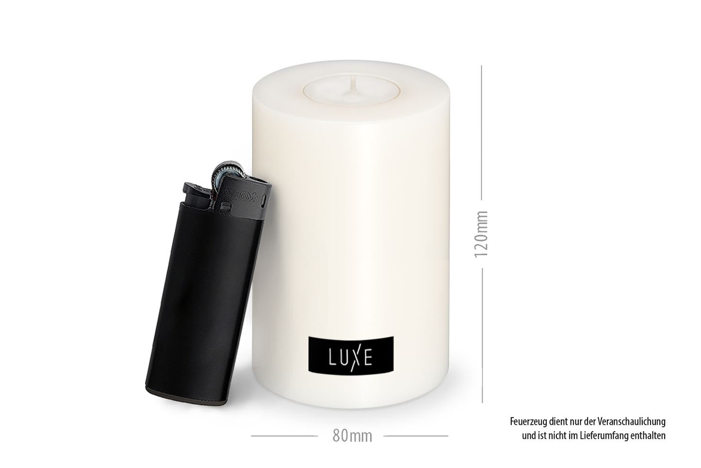 3er-Set LUXE Trend Dauerkerze Ø 8cm (Weiß)