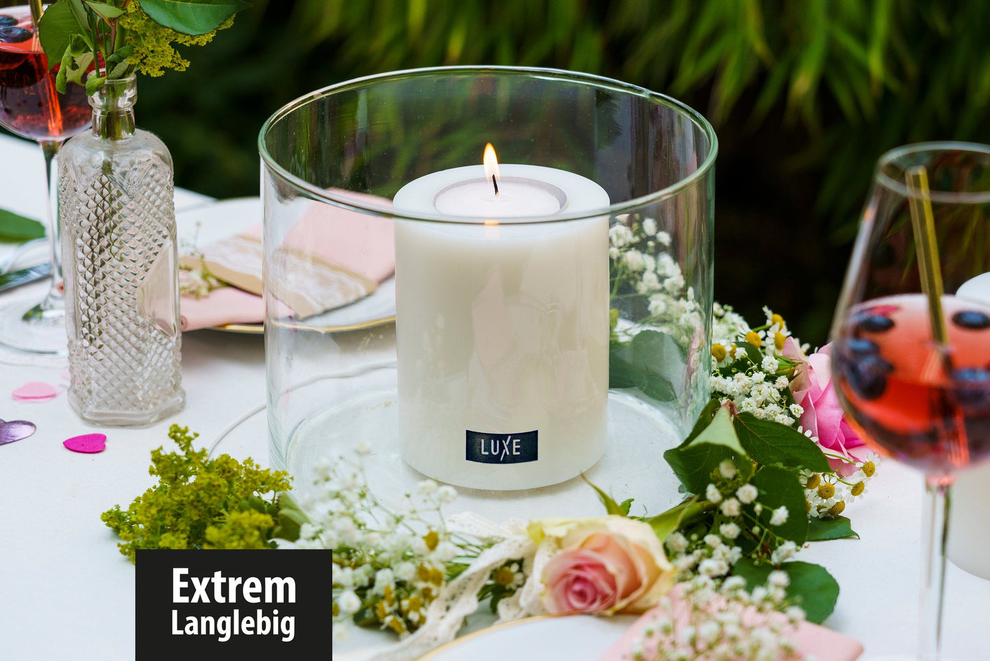 3er-Set LUXE Trend Dauerkerze Ø 8cm (Weiß)
