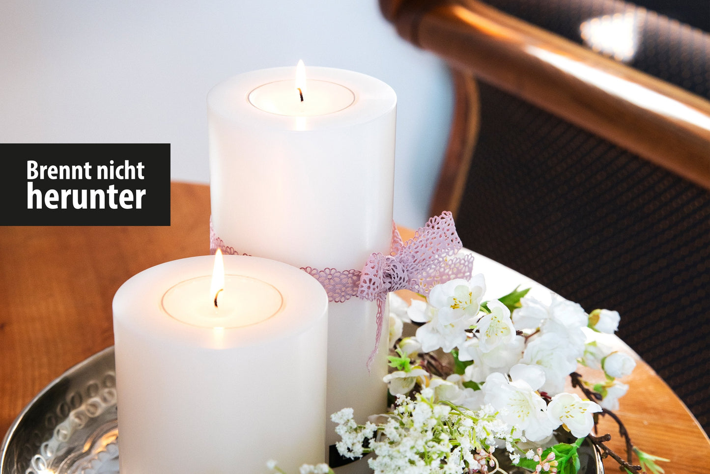 3er-Set LUXE Trend Dauerkerze Ø 8cm (Weiß)