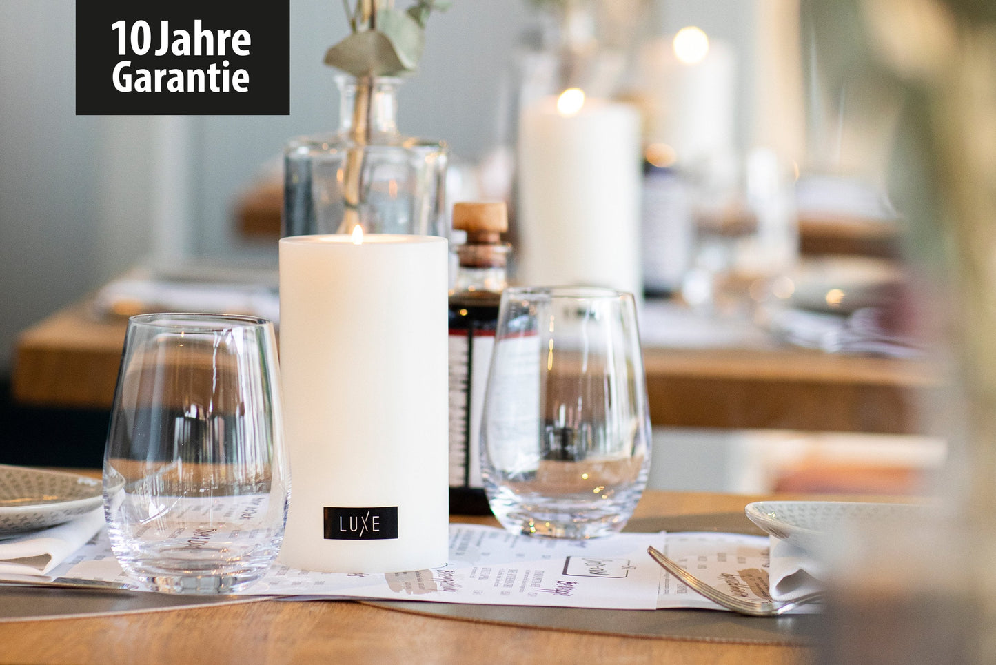3er-Set LUXE Trend Dauerkerze Ø 8cm (Weiß)