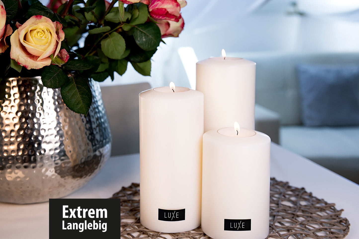 LUXE Classic Dauerkerze Weiß