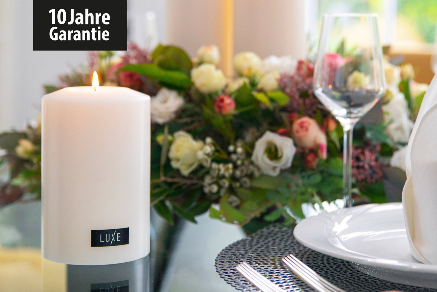 LUXE Classic Dauerkerze Weiß