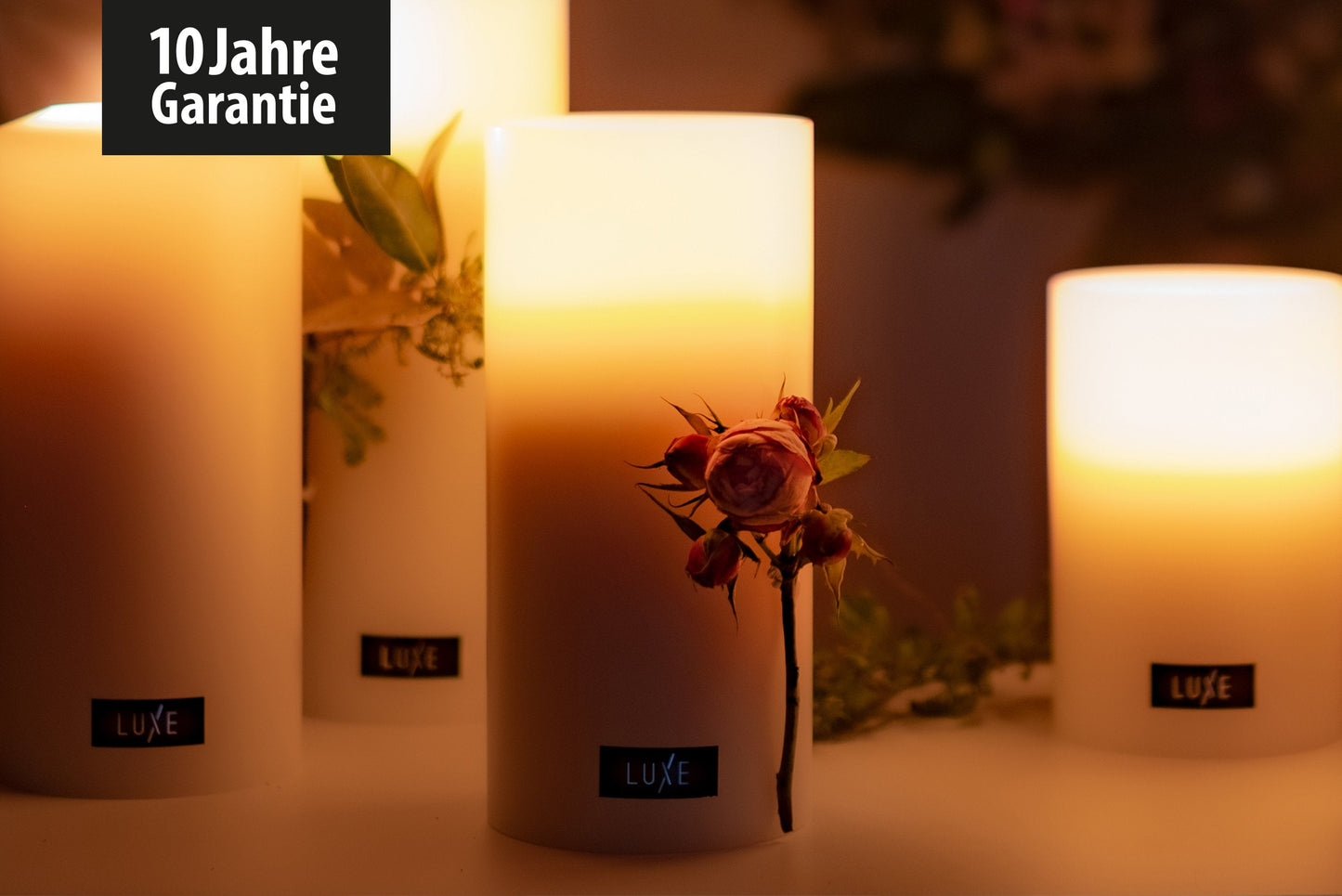 3er-Set LUXE Insert Dauerkerze Ø 8cm (Weiß)