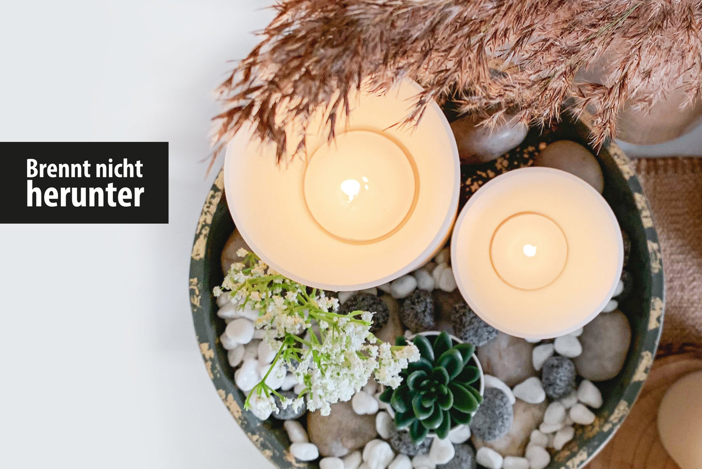 3er-Set LUXE Insert Dauerkerze Ø 8cm (Weiß)