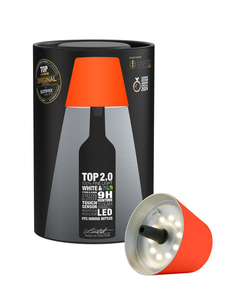 TOP 2.0 - neon orange, Akku-Flaschenleuchte
