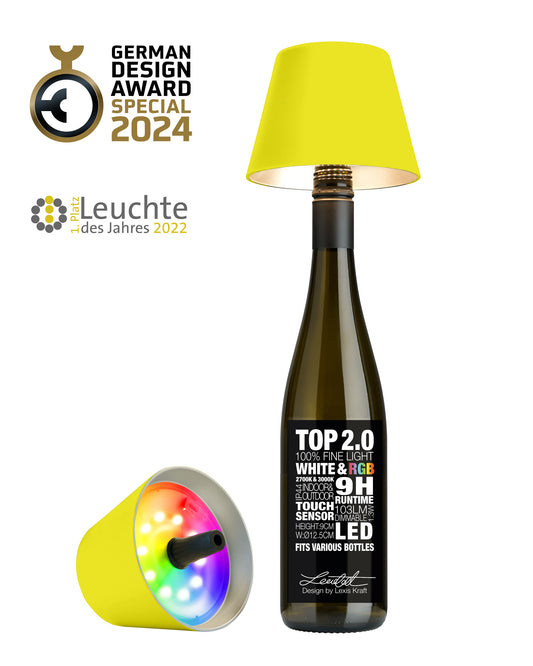 TOP 2.0 - neon gelb, Akku-Flaschenleuchte