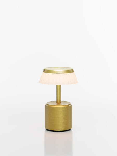 COSMOS SMALL - APOLLO LED-Akku-Tischleuchte Schirm: weiß, Fuß: gelbgold Metall