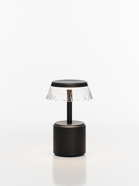 COSMOS SMALL - APOLLO LED-Akku-Tischleuchte Schirm: Transparent, Fuß: schwarz Metall