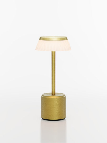 COSMOS TALL - APOLLO LED-Akku-Tischleuchte Schirm: weiß, Fuß: gelbgold Metall