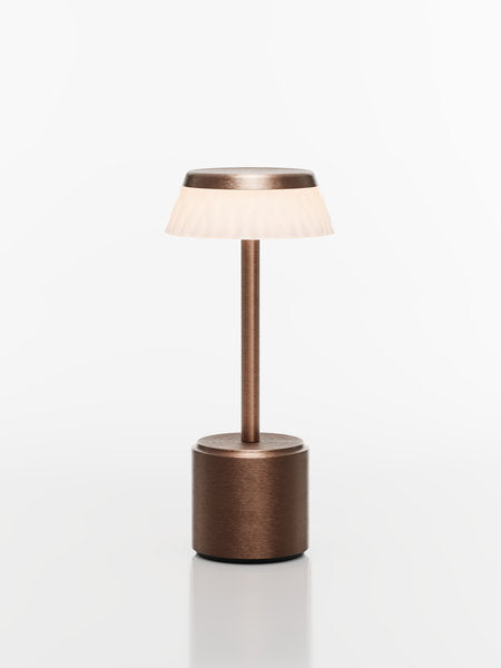 COSMOS TALL - APOLLO LED-Akku-Tischleuchte Schirm: weiß, Fuß: antique bronze Metall