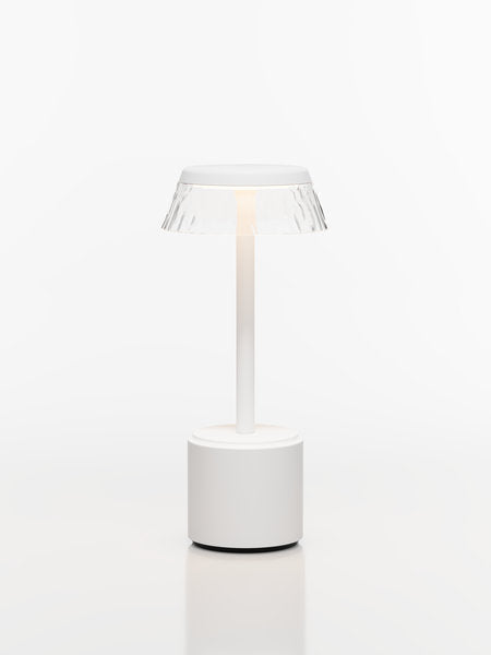 COSMOS TALL - APOLLO LED-Akku-Tischleuchte Schirm: transparent, Fuß: weiß Metall