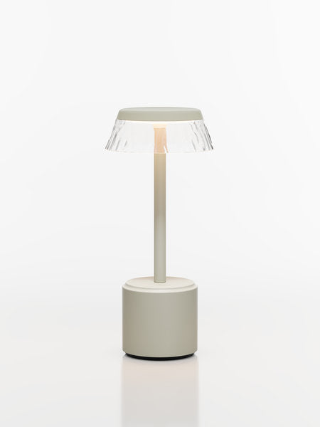 COSMOS TALL - APOLLO LED-Akku-Tischleuchte Schirm: transparent, Fuß: sand Metall