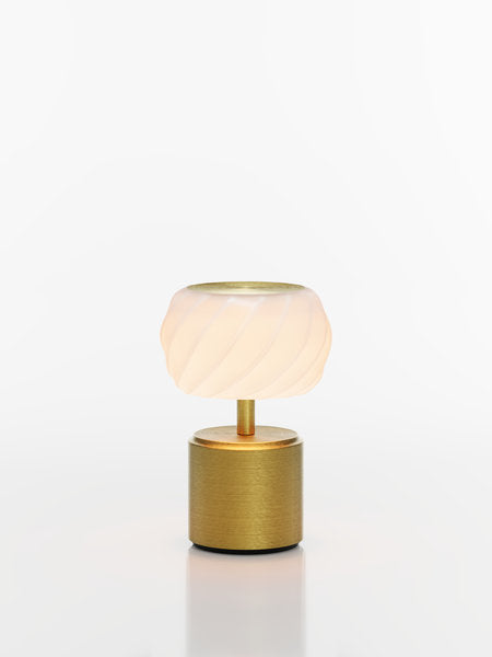 COSMOS SMALL - ASTRA LED-Akku-Tischleuchte Schirm: weiß, Fuß: gelbgold Metall