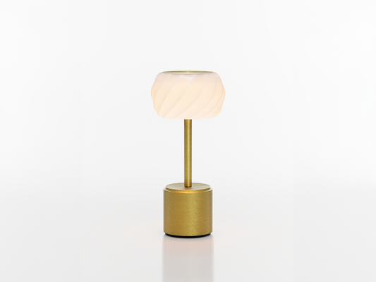 COSMOS TALL - ASTRA LED-Akku-Tischleuchte Schirm: weiß, Fuß: gelbgold Metall