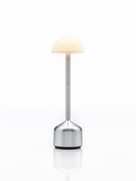 DEMOISELLE TALL - BOWL LED-Akku-Tischleuchte Aluminium/Milchglasoptik