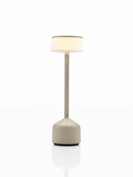 DEMOISELLE TALL - CYLINDER LED-Akku-Tischleuchte Sand/Milchglasoptik + sand