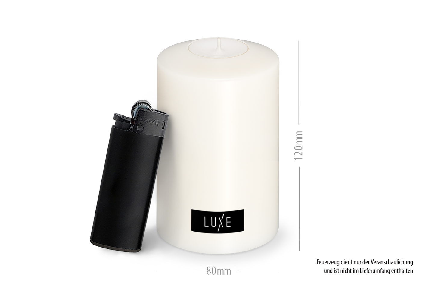 3er-Set LUXE Classic Dauerkerze Ø 8cm (Weiß)