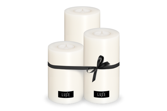 3er-Set LUXE Trend Dauerkerze Ø 8cm (Weiß)