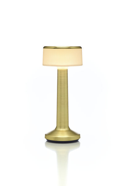 MOMENTS - CYLINDER LED-Akku-Tischleuchte Gelbgold/Milchglasoptik + gelbgold