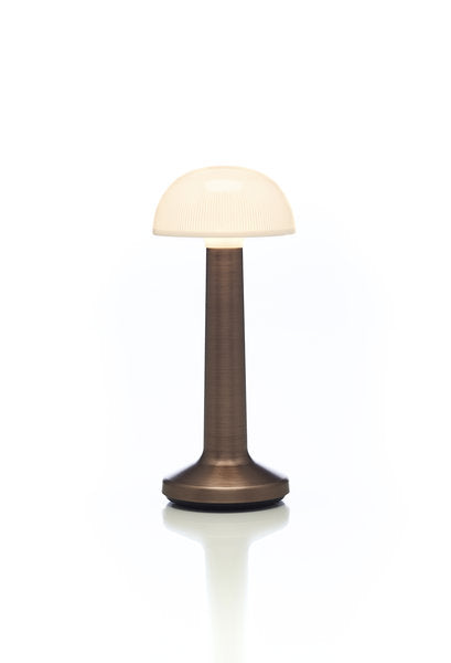 MOMENTS - BOWL LED-Akku-Tischleuchte Antique Bronze/Milchglasoptik
