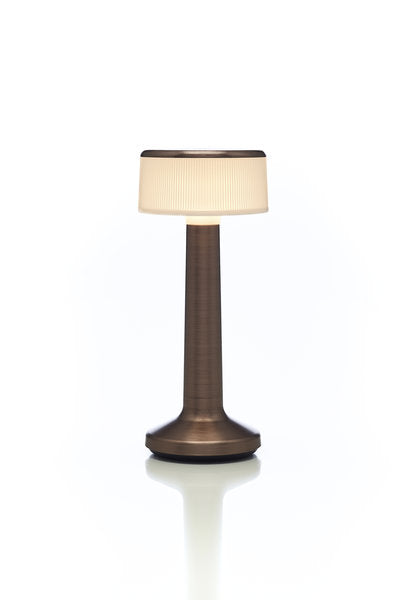 MOMENTS - CYLINDER LED-Akku-Tischleuchte Antique Bronze/Milchglasoptik + antique bronze