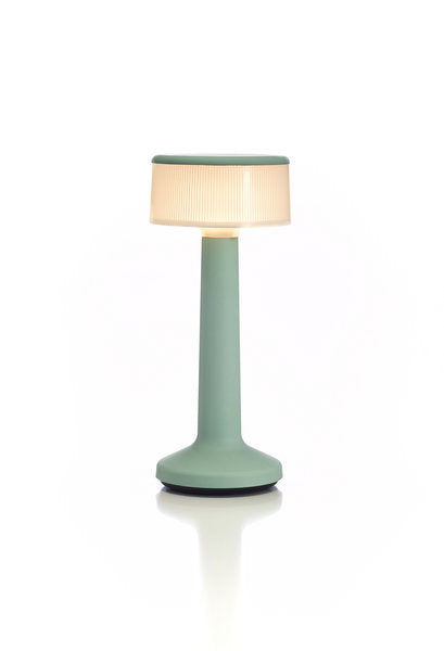 MOMENTS - CYLINDER LED-Akku-Tischleuchte Nautique Green/Milchglasoptik + nautique green