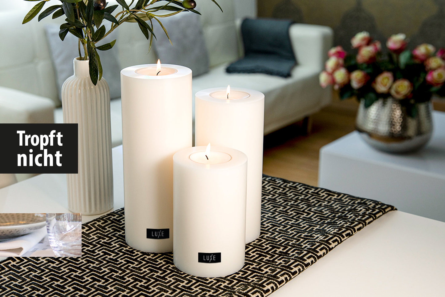 LUXE Trend Dauerkerze Weiß