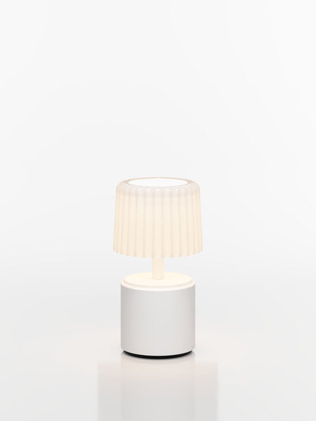 COSMOS SMALL - VEGA LED-Akku-Tischleuchte Schirm: weiß, Fuß: weiß Metall